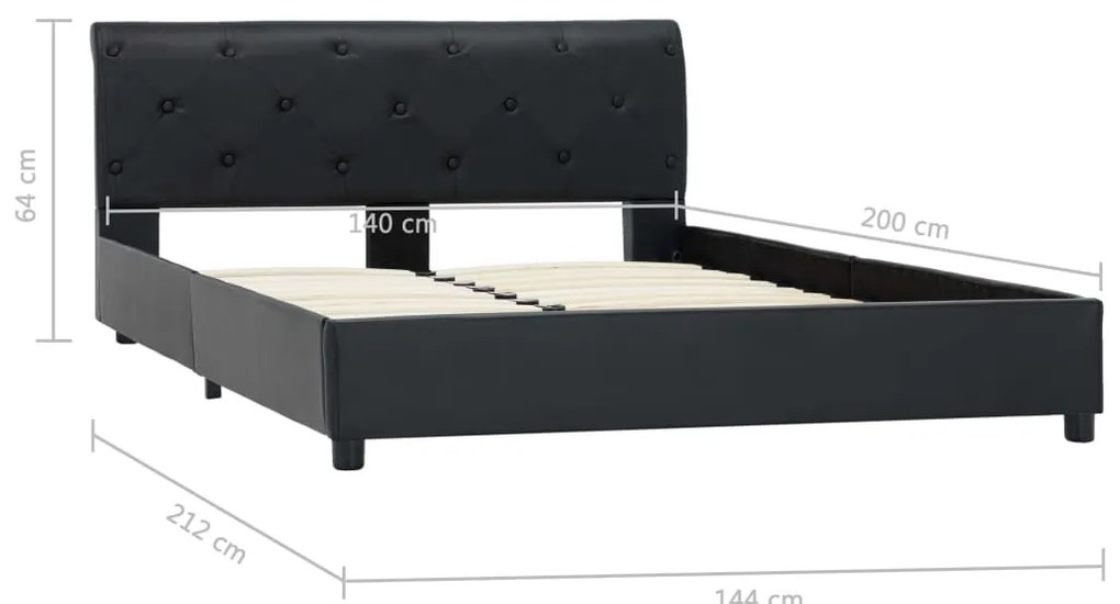 Estrutura de cama 140x200 cm couro artificial preto