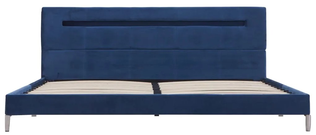 Estrutura de cama com LED 180x200 cm tecido azul