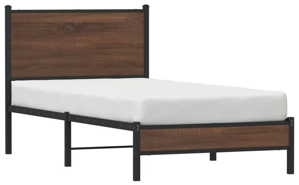 Estrutura de cama sem colchão 90x190 cm metal carvalho castanho