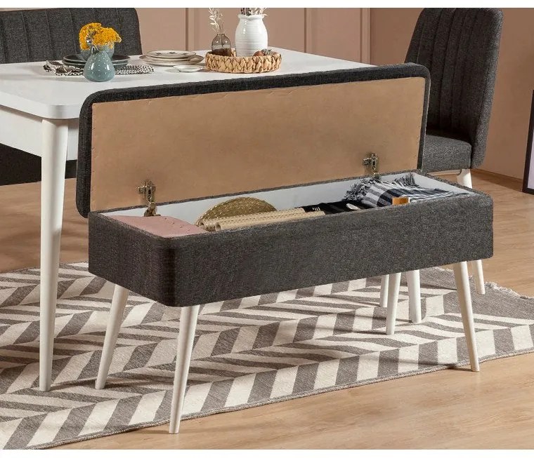 Conjunto de Mesa de Jantar Extensível Vina – Branco/Antracite – 129x75