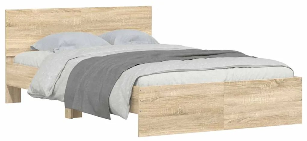 Estrutura de cama com cabeceira 120x190 cm carvalho sonoma