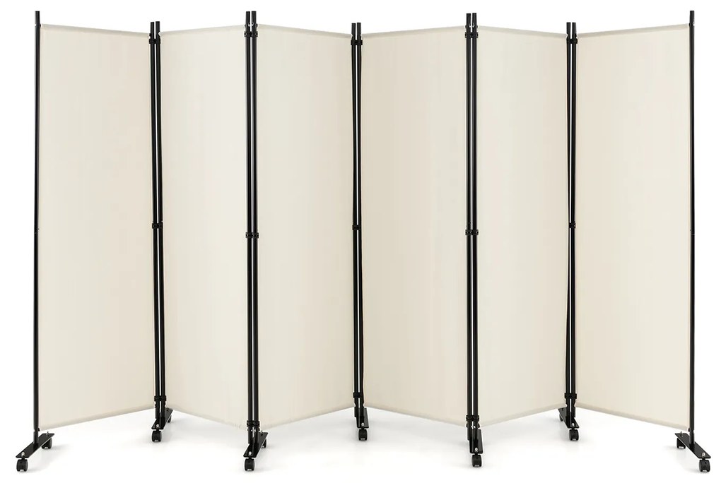 Divisória de ambiente dobrável de 6 painéis de 6,2 pés para escritório doméstico e sala de estar - preta