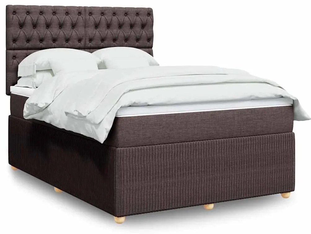 vidaXL Cama com molas/colchão 160x200 cm tecido castanho-escuro
