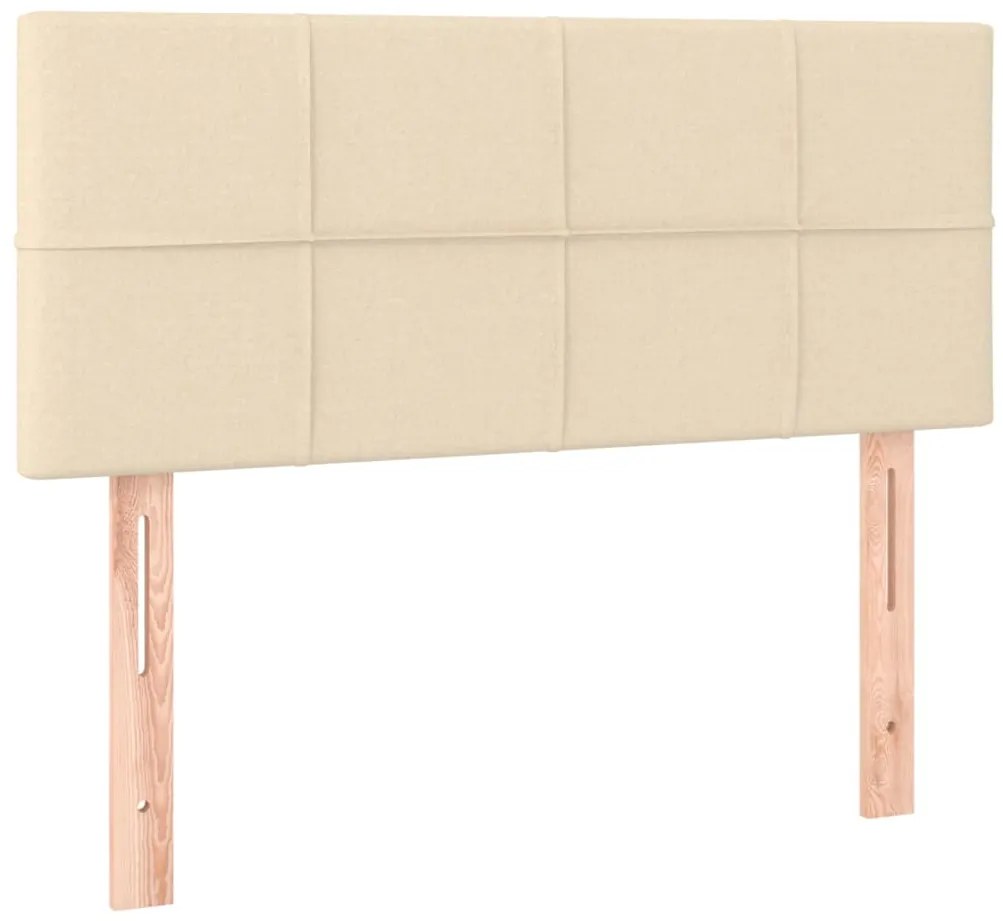 Cama box spring c/ colchão e LED 90x190 cm tecido cor creme
