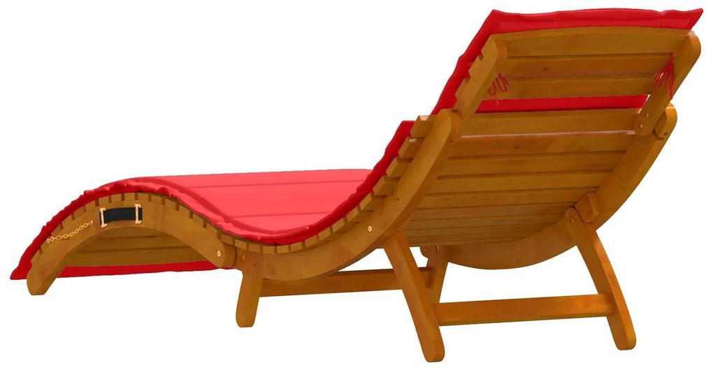 Espreguiçadeiras vidaXL com almofadas 2 pcs Vermelho Madeira de Acácia