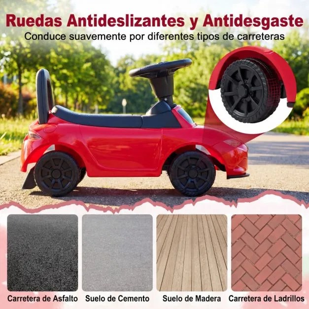 Carro de empurrar para crianças – Brinquedo deslizante com design de apoio no chão e espaço de arrumação – Carro para sentar e deslizar para trás – Ve
