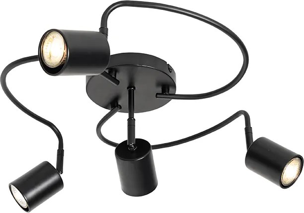 Candeeiro de teto moderno preto ajustável 4 luzes - Java