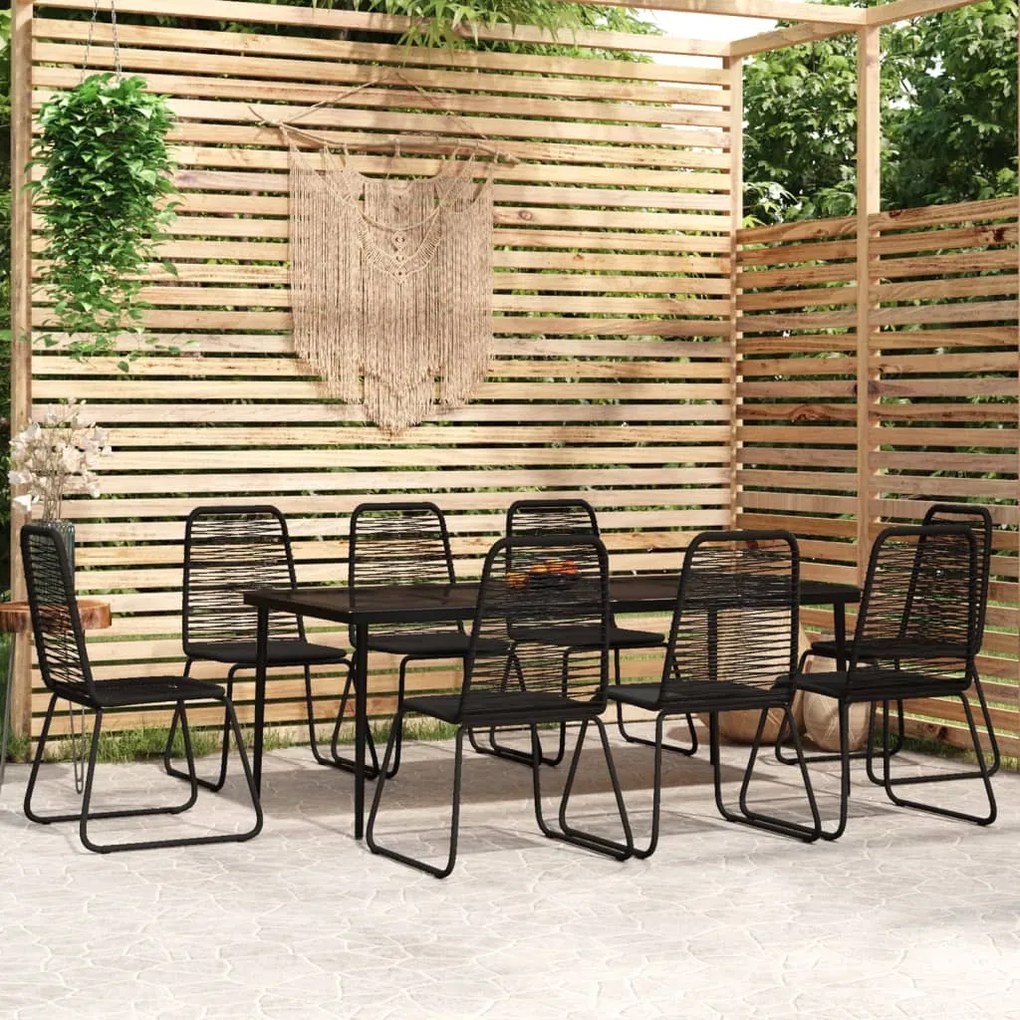 vidaXL 9 pcs conjunto de jantar para jardim preto
