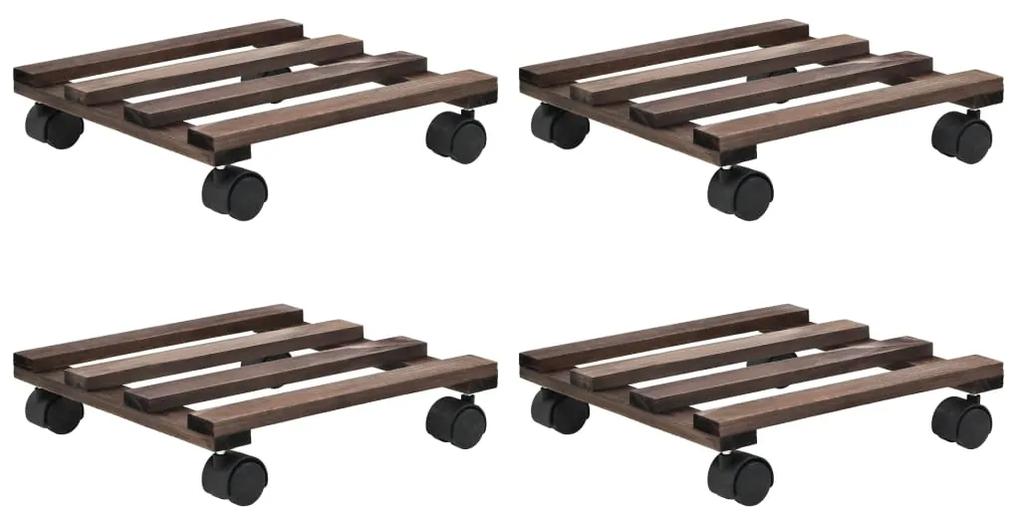 Bases com rodas p/ vasos 4 pcs madeira de cedro 25x25 cm