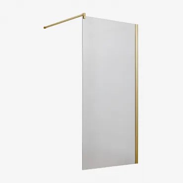 Mampara De Duche Fixa Com Vidro Temperado De 8 Mm E Alumínio Bristol Transparente & 80 X 195 Cm & Dourado Escovado - Sklum