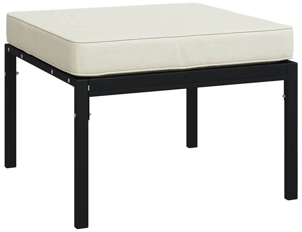 Apoios pés jardim c/ almofadões cor areia 2 pcs 60x60x35 cm aço