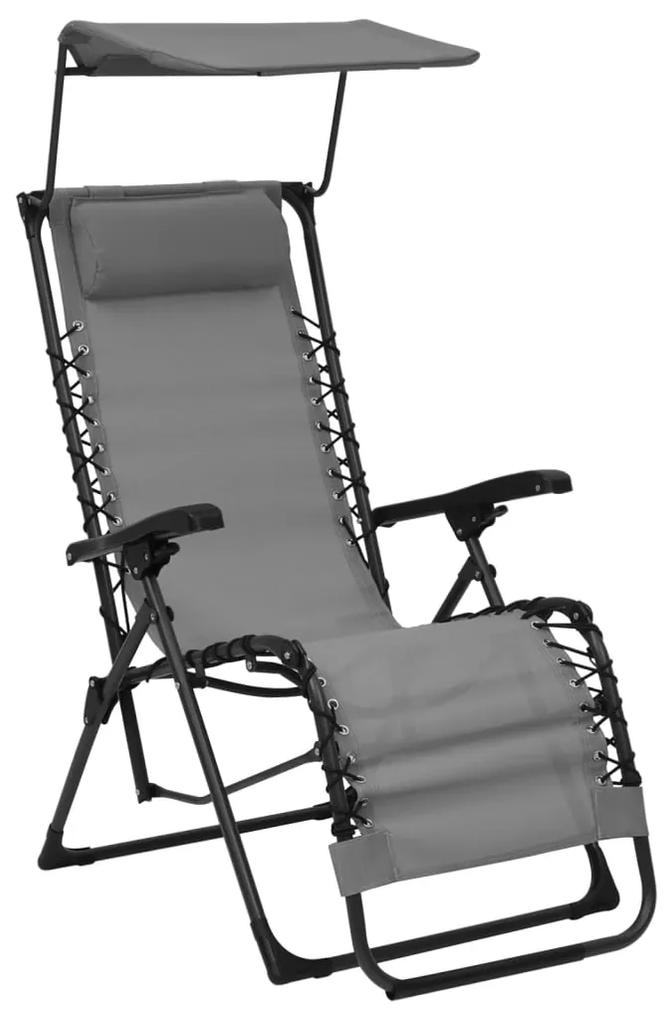 312466 vidaXL Cadeira de pátio dobrável textilene cinzento