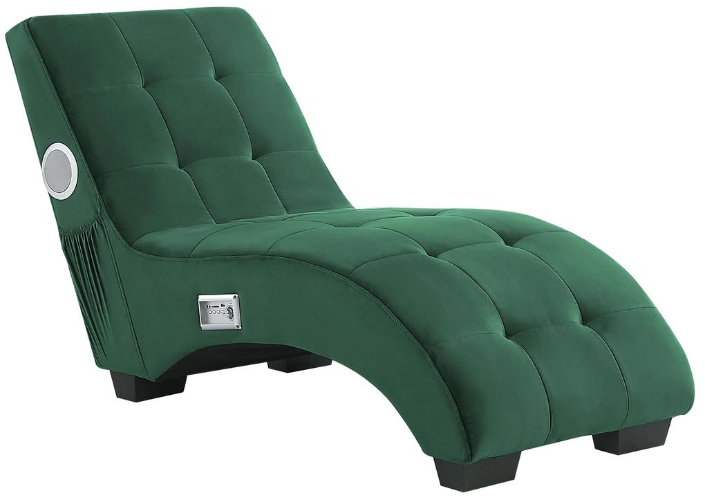 Chaise-longue em veludo verde esmeralda com coluna Bluetooth e porta USB SIMORRE Beliani