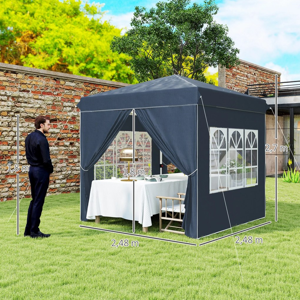 Tenda Dobrável Pop-Up Tenda 248x248x270 cm com 4 Paredes Laterais Anti