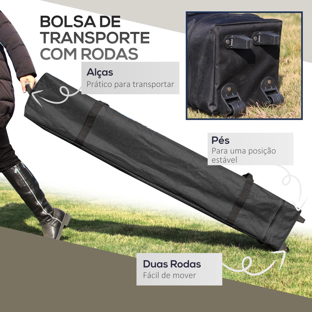 Tenda Dobrável Pop-up com Altura Ajustável Proteção UV50+ Telhado Duplo e Redes Mosquiteiras 4x4x2,8 m Cinzento Claro