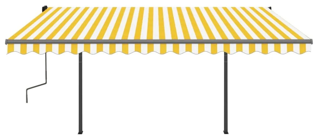 Toldo automático c/ LED e sensor de vento 4x3 m amarelo/branco