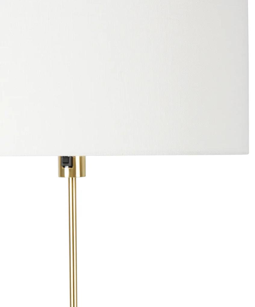 Candeeiro de chão regulável dourado com abajur branco 50 cm - Parte Design