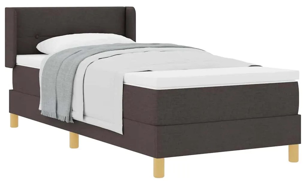 Cama Box Marrom Escuro e Branco 100 x 200 cm tecido