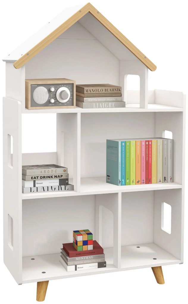 ZONEKIZ Estante para Crianças Organizador Infantil de 3 Níveis para Brinquedos 65x25x108,5 cm Branco