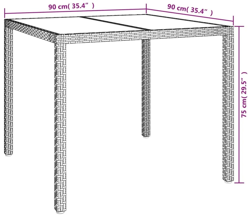 3 pcs conjunto de jantar p/ jardim c/ almofadões vime PE cinza