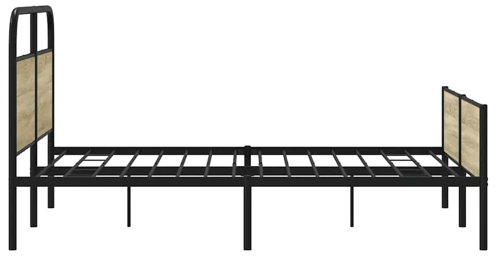 Estrutura de cama sem colchão 150x200cm metal carvalho sonoma