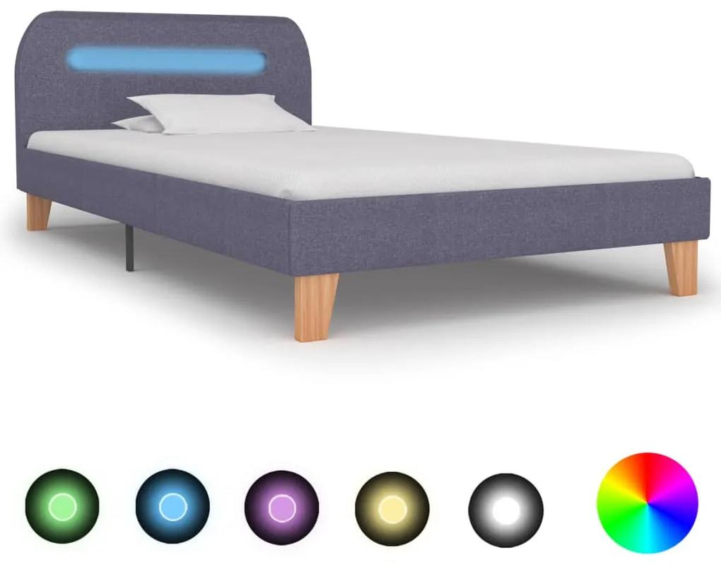 Estrutura de cama com LEDs 90x200 cm tecido cinzento-claro