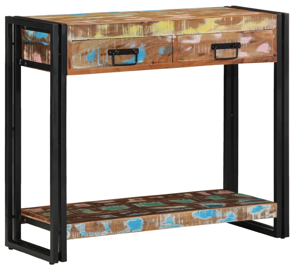 Mesa de Consola vidaXL Multicolorida em Madeira recuperada e Metal