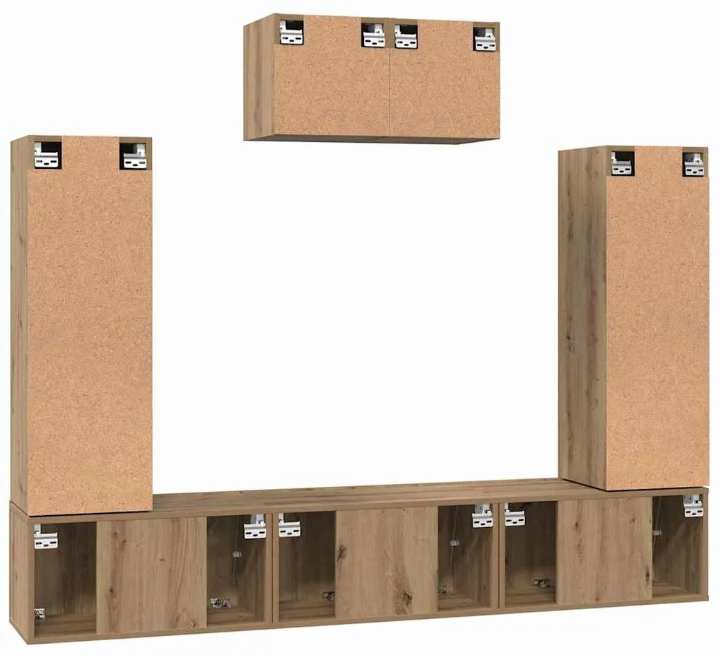 Conjunto de móvel de TV com prateleira 7 pcs carvalho artisiano