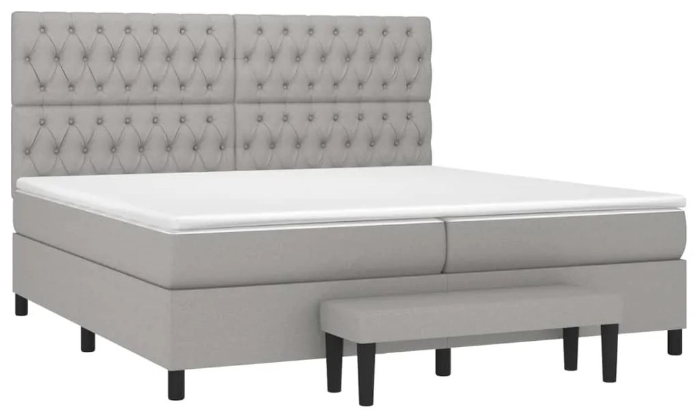 Cama com molas/colchão 200x200 cm tecido cinza-claro