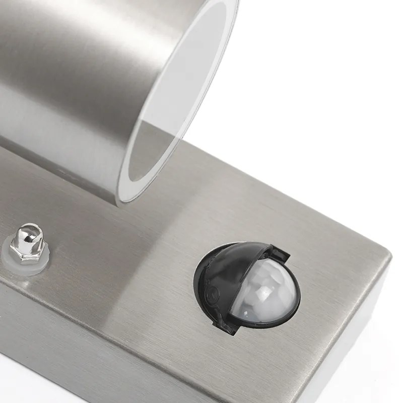 Candeeiro de parede exterior em aço IP44 com sensor de movimento - Solo Moderno