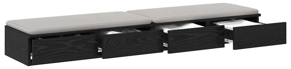 Gavetas pretas para cama VidaXL 140x36,5x16,5 cm em madeira de engenha
