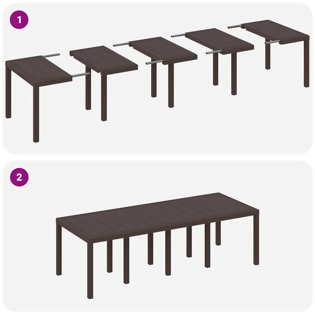 Conjunto de Jantar de Jardim 9 pcs Castanho 250 x 100 x 73 cm