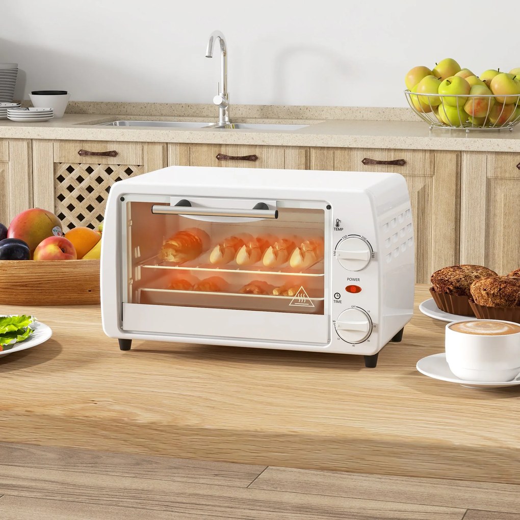 HOMCOM Mini Forno Elétrico 10 Litros 750W com Temperatura até 230 °C T