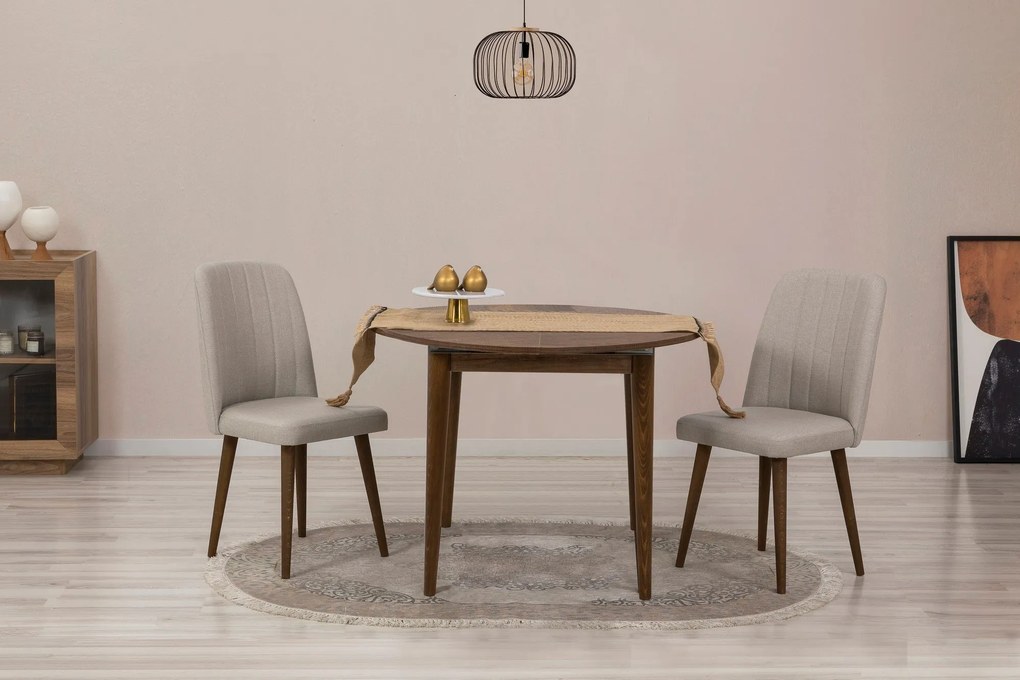 Conjunto de Mesa de Jantar Extensível e Cadeiras Vina – Branco Creme –