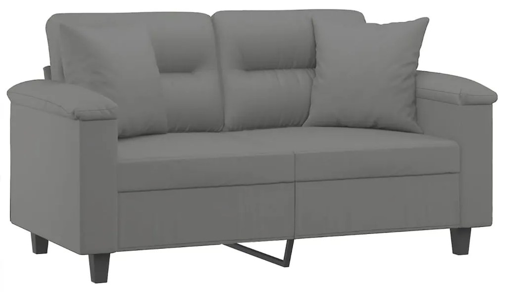 Sofá 2 lugares c/ almofadas 120 cm microfibra cinzento-escuro