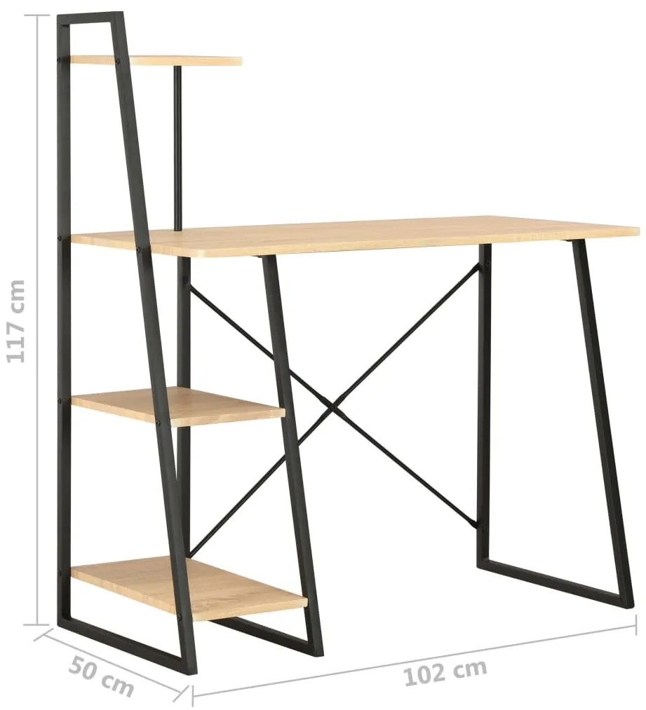 Secretária c/ unidade prateleiras 102x50x117cm preto e carvalho