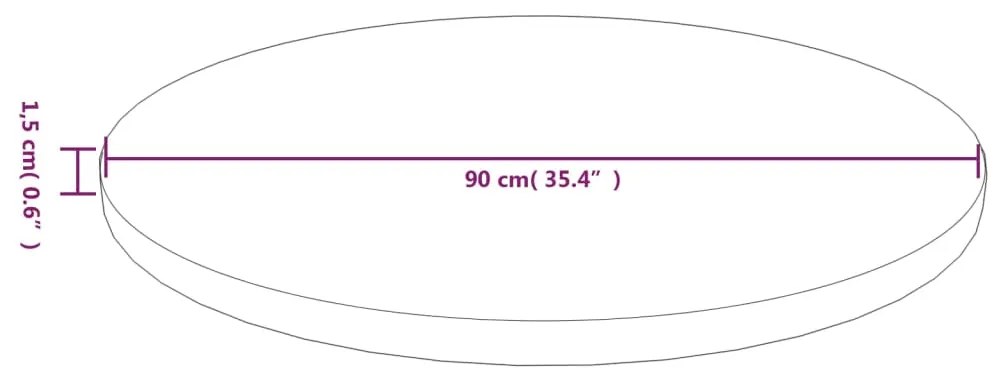 Tampo redondo Ø90x1,5 cm carvalho não tratado castanho-claro