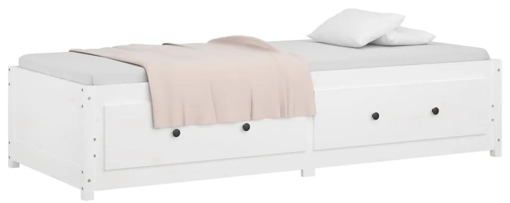 Sofá-cama sem colchão 90x200 cm madeira de pinho maciça branco