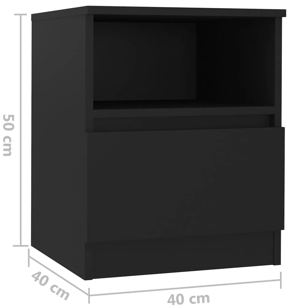 Mesa de cabeceira 40x40x50 cm derivados de madeira preto