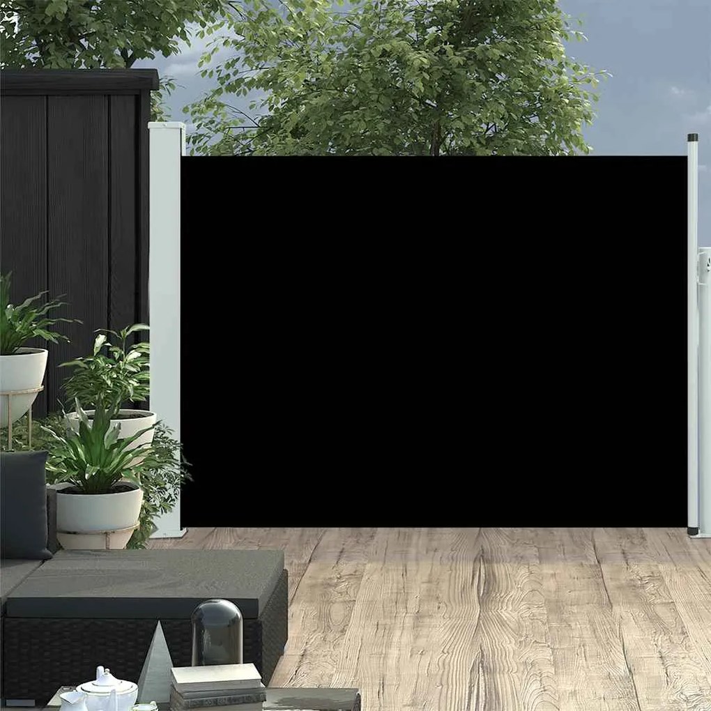 Toldo lateral retrátil para pátio 100x500 cm preto