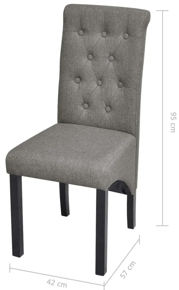 Cadeiras de jantar 2 pcs tecido cinzento-claro