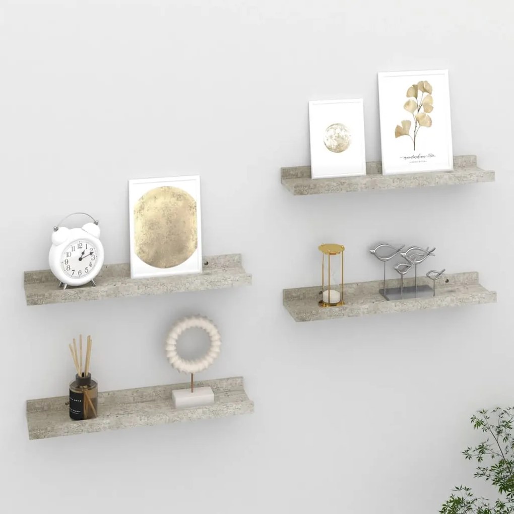 vidaXL Prateleiras de parede 4 pcs 40x9x3 cm cinzento cimento