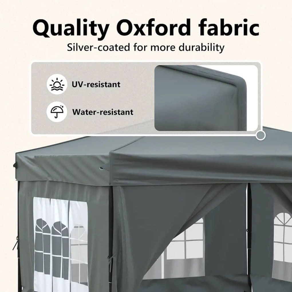 Tenda para festas dobrável com paredes laterais 3x3 m antracite