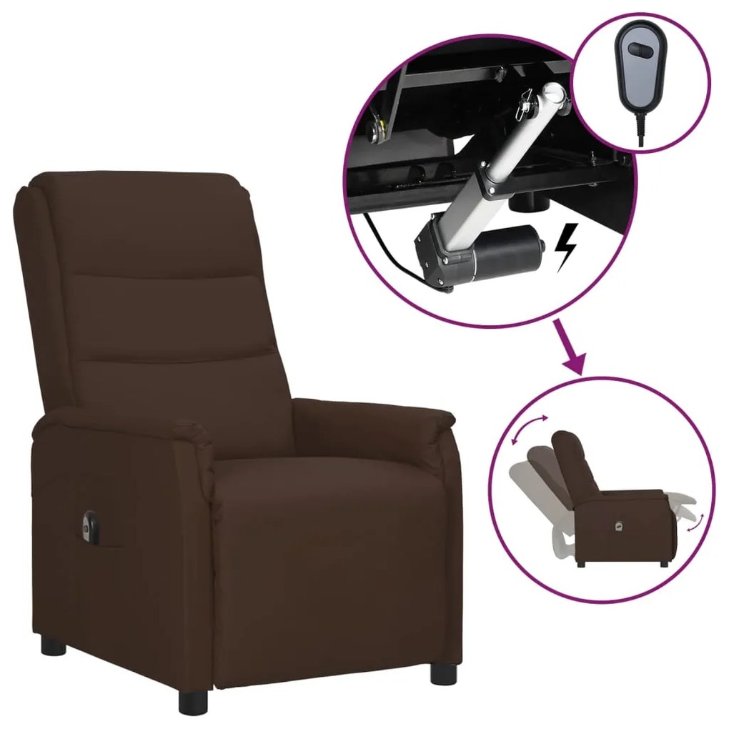 vidaXL Poltrona reclinável elétrica couro artificial castanho