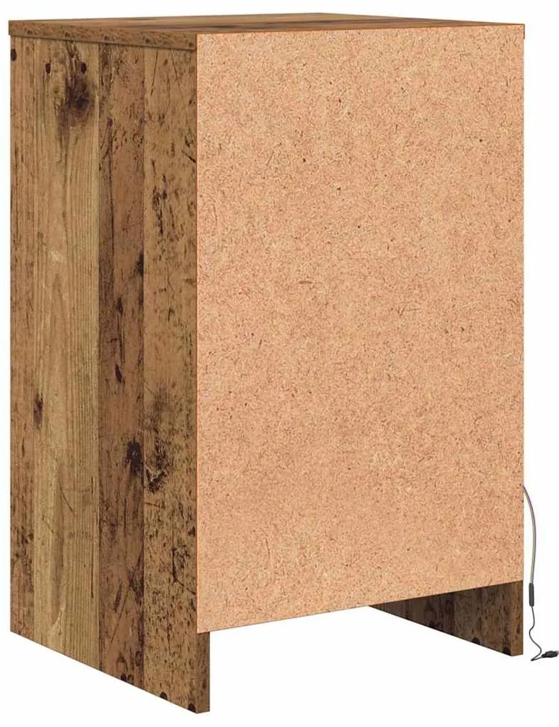 Criado-mudo LED 2 pcs Madeira antiga 38 x 34 x 61 cm Aglomerado