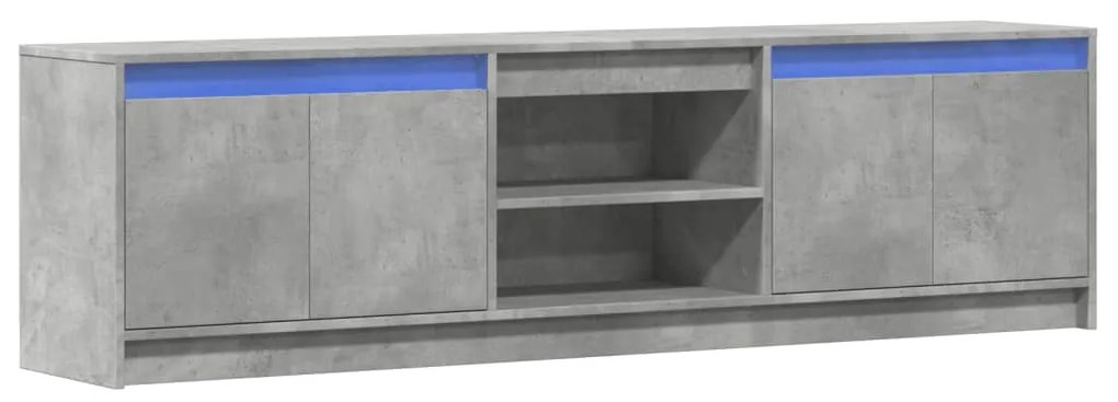 Móvel de TV com luzes LED derivados de madeira cinzento cimento