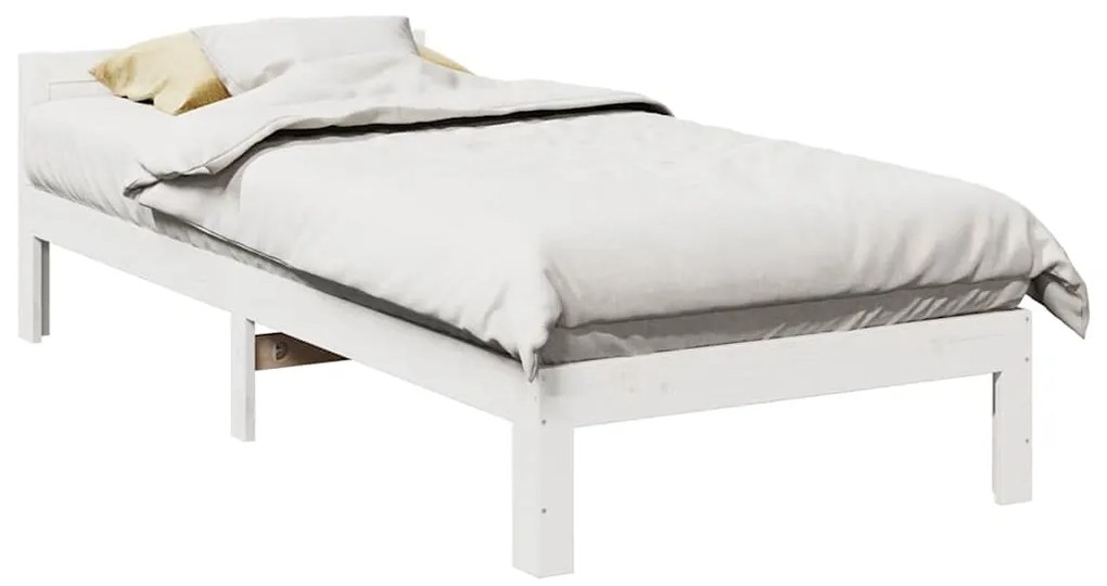 Cama sem colchão 90x200 cm madeira de pinho maciça branco