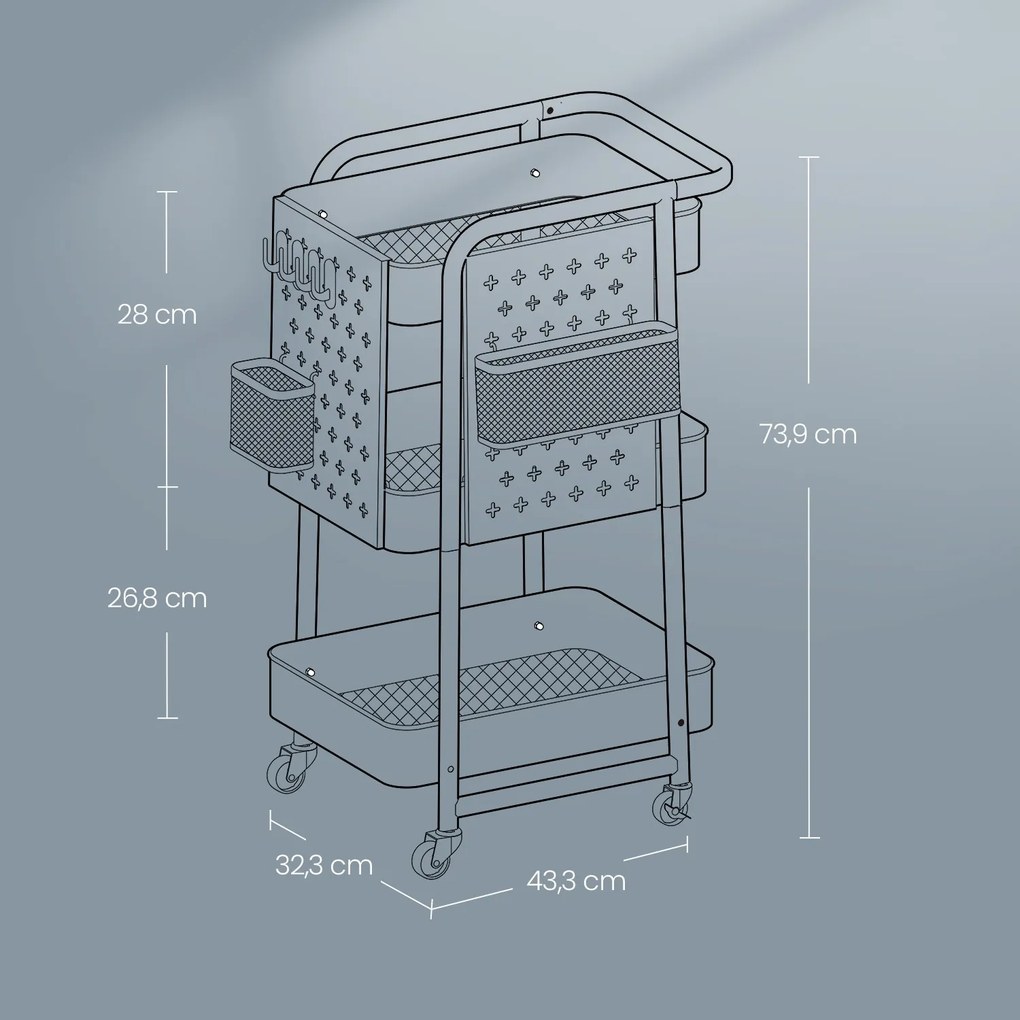 Carrinho de cozinha 32,3 x 49,4 x 73,9 cm branco