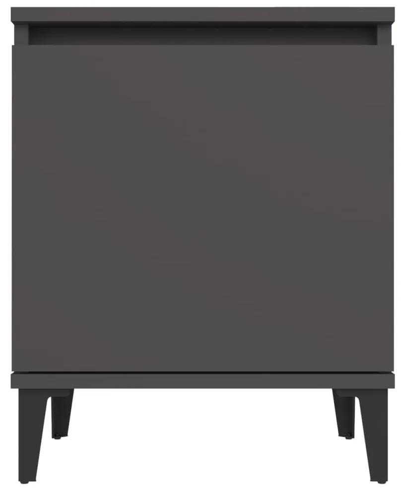 Mesa de cabeceira c/ pernas em metal 40x30x50 cm cinzento