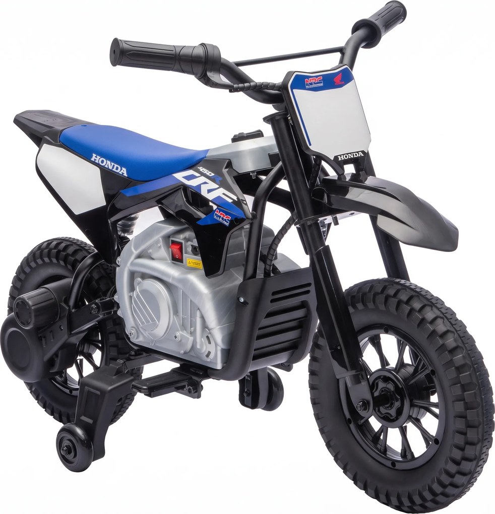 AIYAPLAY Motocicleta Elétrica Infantil HONDA CRF 450R 12V Motocross Infantil com Motor 35W Bateria de Lítio Suspensão Traseira Rodas de 30,5 cm | Aosom Portugal